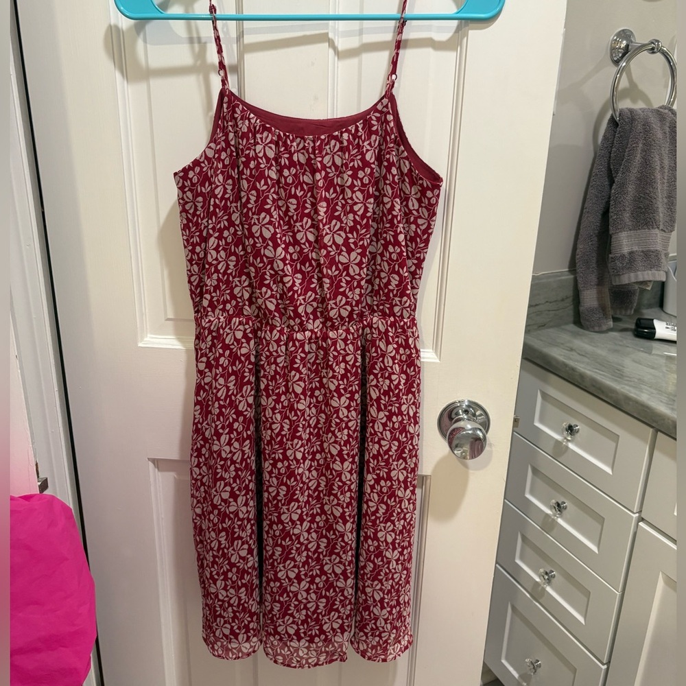 Red Floral Spaghetti Strap Dress